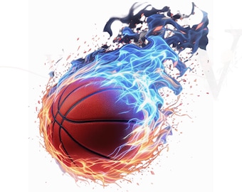Basketball Flamme PNG: Blaues Feuer Sublimationsdesign (Digitaler Download