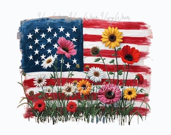 Floral American Flag – Patriotic Wildflower Printable Art