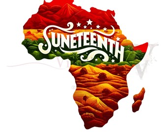Juneteenth Africa Map PNG: Black History Sublimation Design (Digital Download