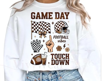 Game Day Football PNG Sublimation: Touchdown Vibes Design (Digital Download)