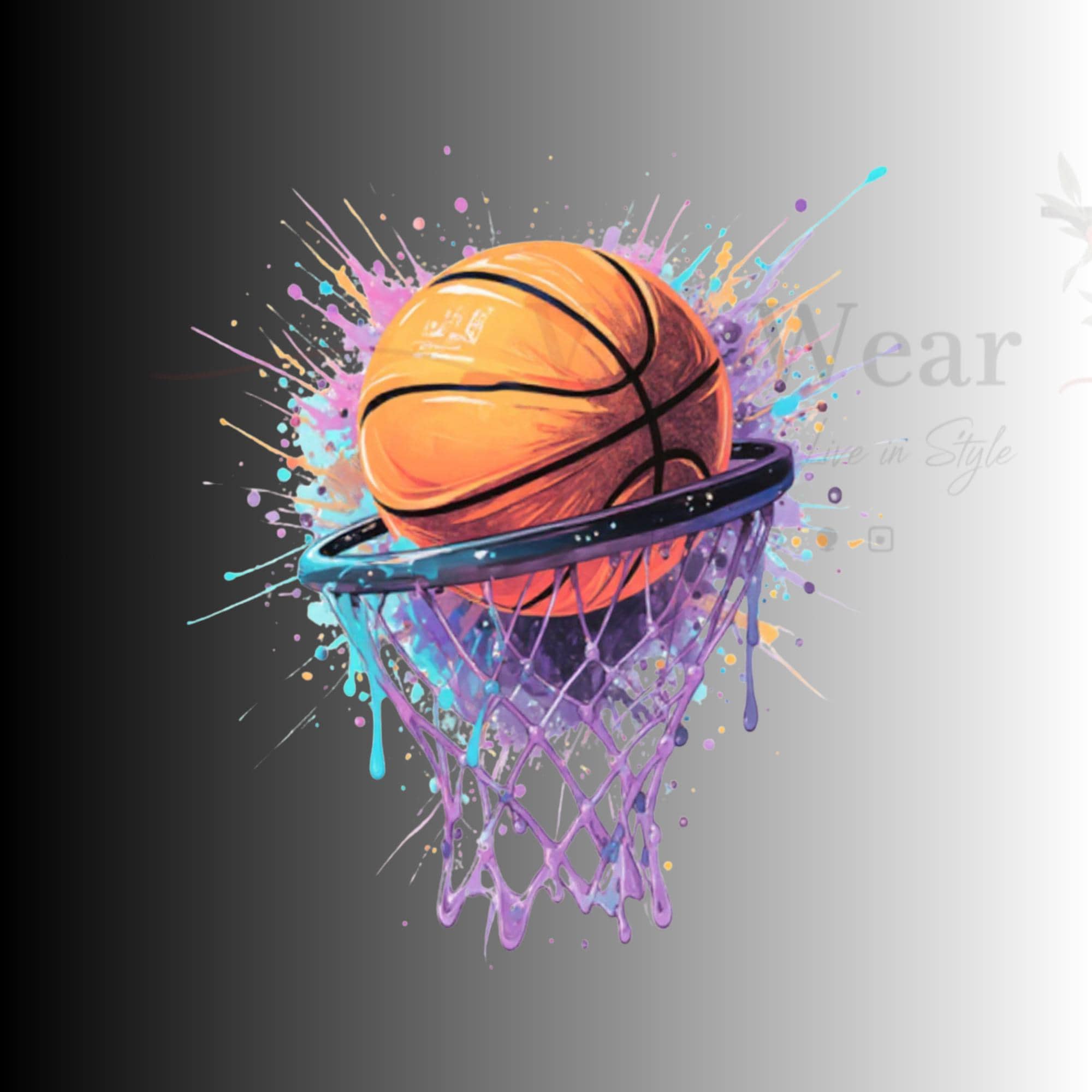 Colorful Splash Basketball Hoop PNG: Sports Sublimation Clipart - Etsy