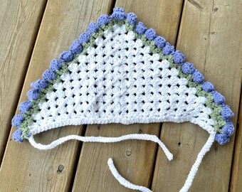 Crochet tulip flower purple bandana