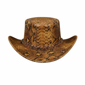 Handcrafted Snakeskin Pattern Leather Cowboy Hat for Western Style Gift for Him
