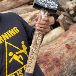 Hand-Forged Viking Hammer | Customizable Steel Head Design | Personalized Handle | Rustic Collectible Gift | Warrior Hammer