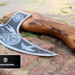 Personalized Viking Pizza Cutter – Hand-Forged Carbon Steel Kitchen Tool | Norse Style Gift for Father’s Day or Anniversary