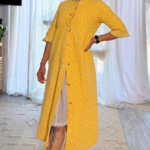 Vintage 70s Quilted Floral Robe Housecoat - Size 18(M/L)