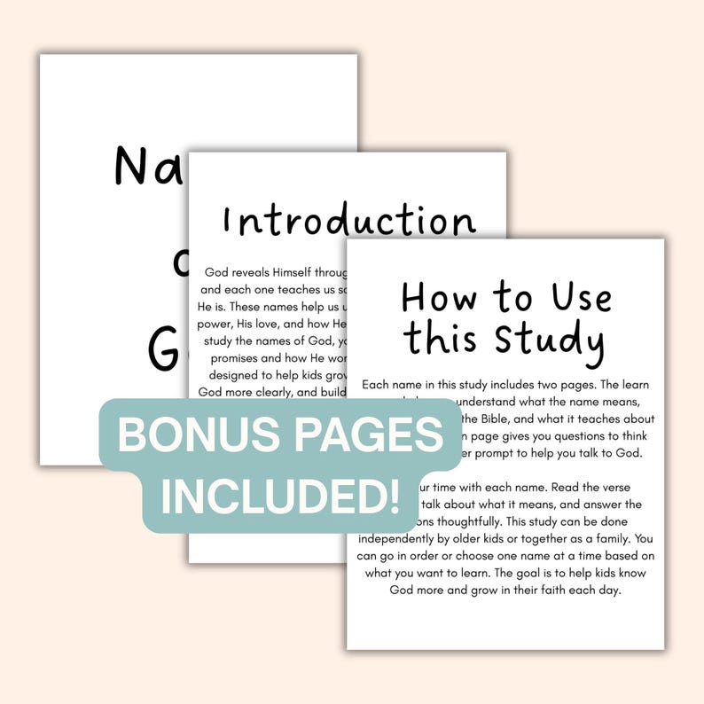 Names of God Christian Homeschool Unit Workbook Study Bible Lesson Printables Busybook Kids Bible Activity Pages Children Read Bible image 5