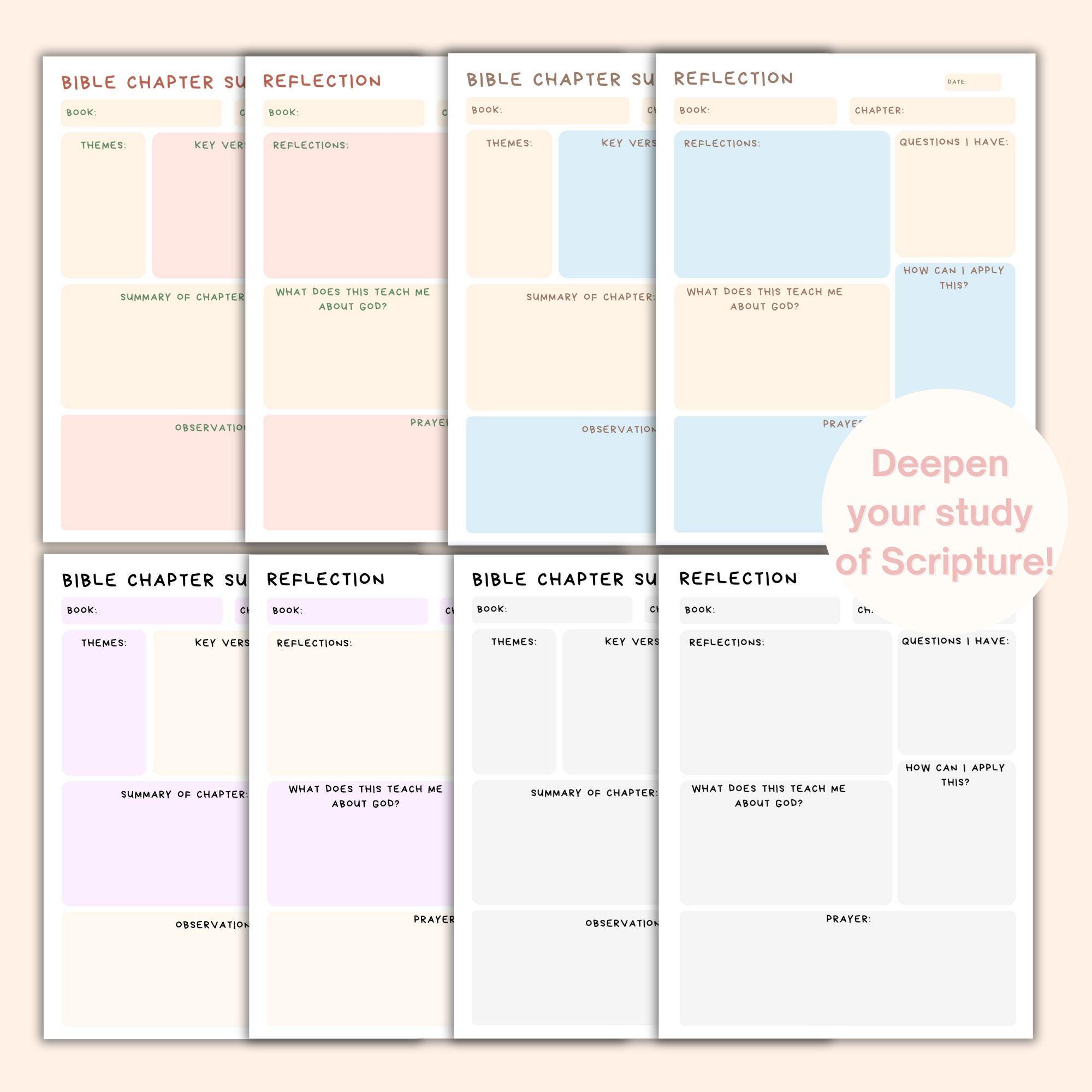 Bible Chapter Summary Template Printable, Bible Study Chapter Notes ...