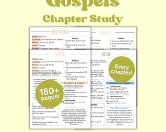Gospels Bible Study Matthew Mark Luke John Chapter Study Guide Chapter Summaries Jesus Bible Study Printable Homeschool Unit Womens Study
