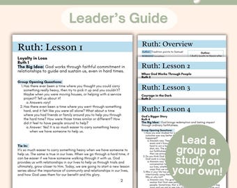 Guía para el líder del estudio bíblico de Rut: estudio personal, Hoja de trabajo con resumen bíblico de Rut, Guía de estudio de 4 semanas de Rut (PDF imprimible), Estudio devocional de Rut