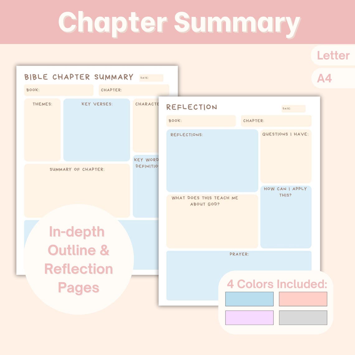 Bible Chapter Summary Template Printable, Bible Study Chapter Notes ...