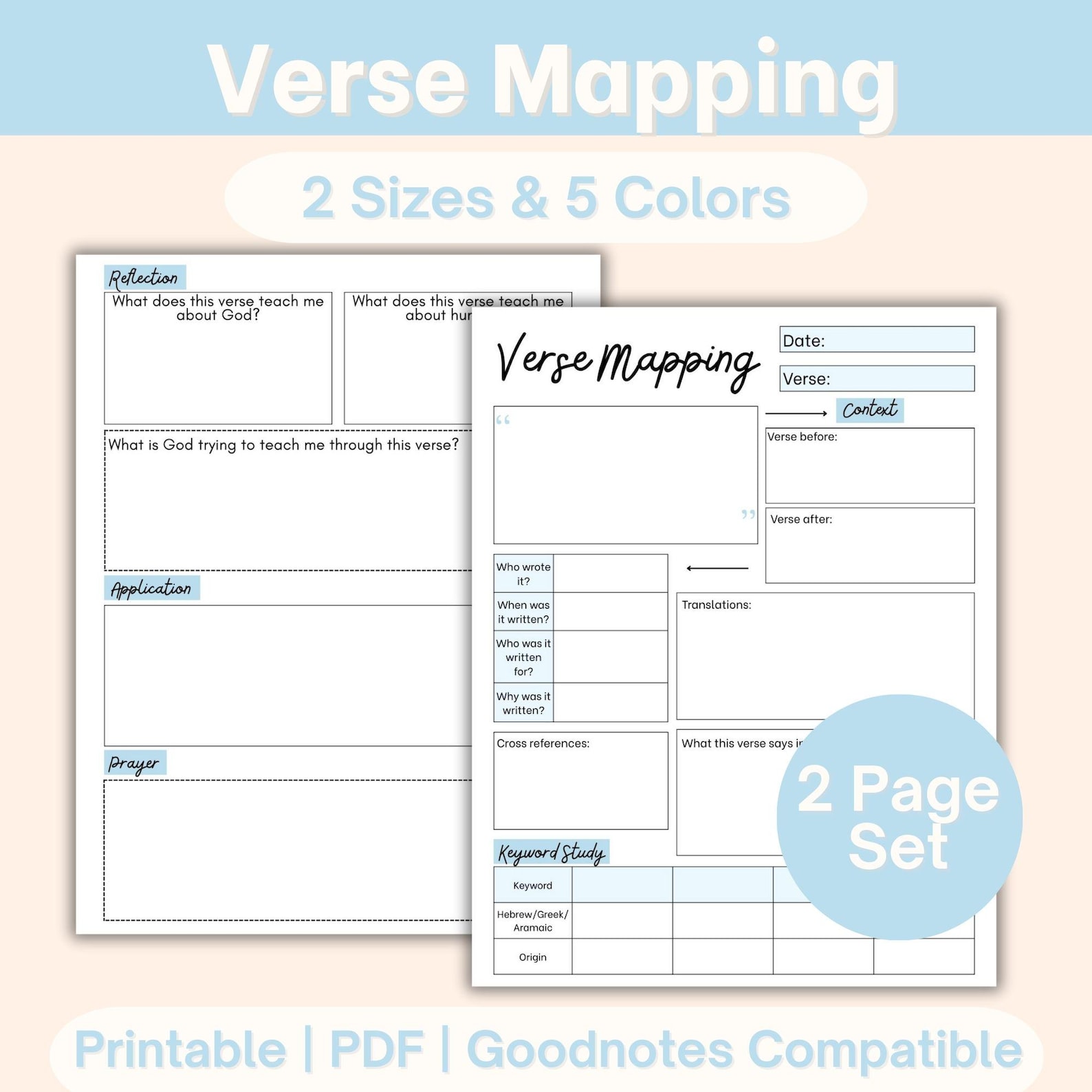 Verse Mapping Printable Template, PDF Bible Study Worksheet, Bible ...