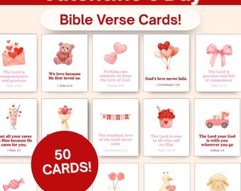Valentines Day Love Bible Notecards, Love Bible Cards for Adults, Christian Valentines, Printable Bible Flashcards