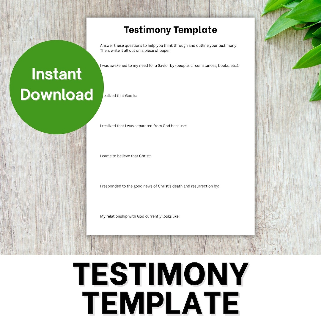 Testimony Paper Digital Testimony Writing Template, Christian Printable for Sharing ...