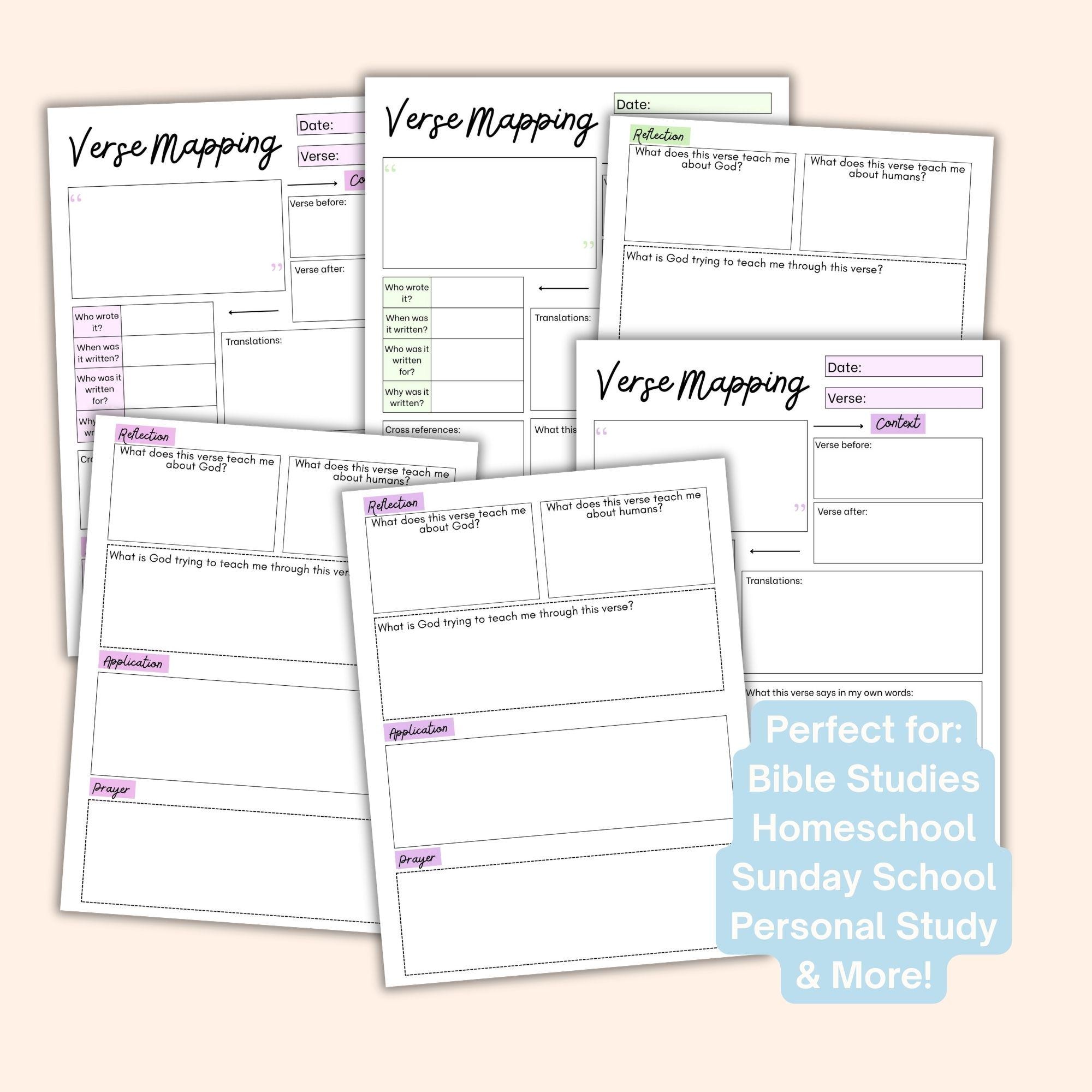 Verse Mapping Printable Template, PDF Bible Study Worksheet, Bible ...