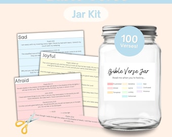 Kit fai da te per barattolo con versetti biblici Versetti biblici Emozioni Barattolo Leggimi quando Versetti codificati a colori Kit barattolo delle Scritture Regalo per la mamma Stampabile