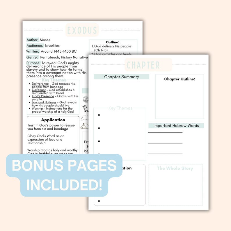 Exodus Bible Study Overview Printable Tip Ins Bible Chapter Study Guide ...