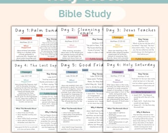 Semaine sainte de Pâques étude biblique pour enfants Leçons d'école du dimanche Activités bibliques à l'église École à la maison chrétienne Semaine sainte Semaine sainte imprimable