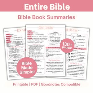 Entire Bible Overview Tip Ins Pink Bible Study Made Easy Bible Unit Homeschool Printable Workbook Bible Busybook Bible Book Summary Guide 66 image 1