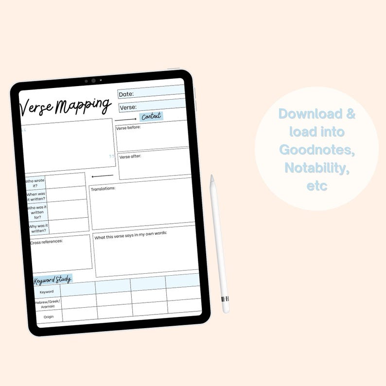 Verse Mapping Printable Template, PDF Bible Study Worksheet, Bible ...