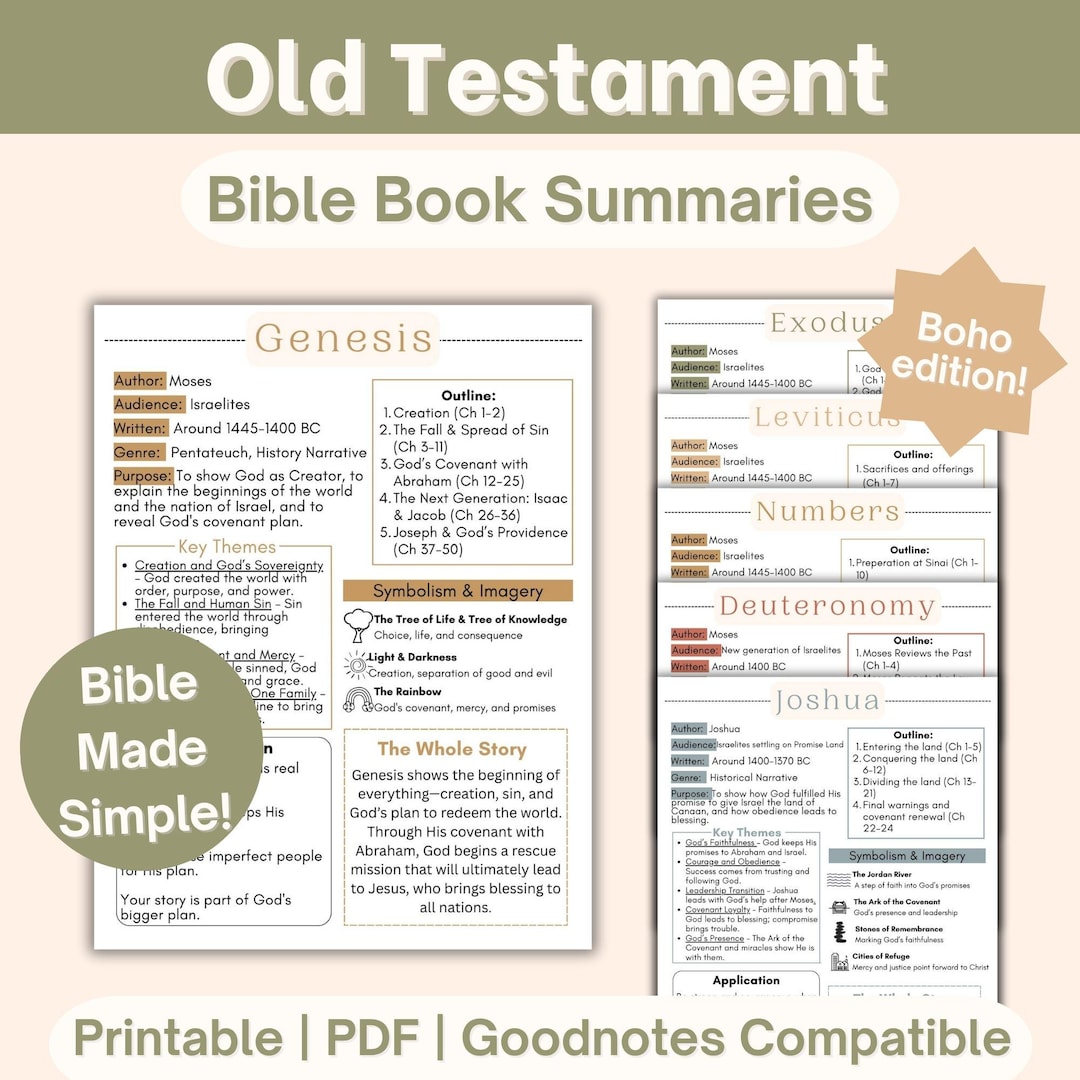 Old Testament Bible Overview Boho Colors Printable Bible Worksheets ...