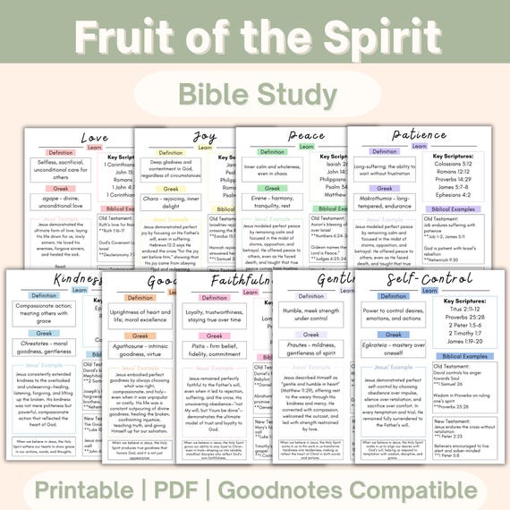 Fruit of the Spirit Bible Study, Printable PDF, Fruit of the Spirit Worksheets for Adults and Teens, Coloful Bible Study Bundle, Reflection