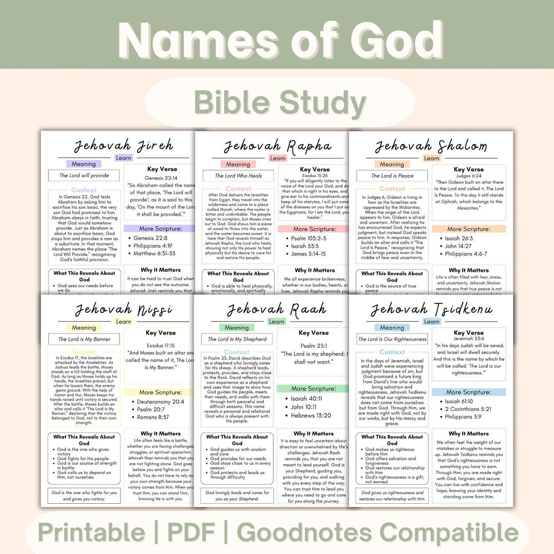 Names of God Bible Study, Women's Bible Journaling Tip Ins Inserts for ...
