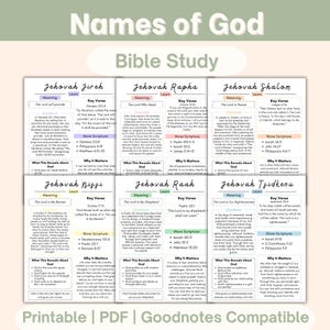 Names of God Bible Study, Women's Bible Journaling Tip Ins Inserts for Sunday School, Hebrew Names of God Printable Workbook