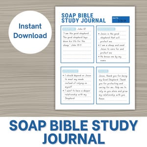 Página de estudio bíblico SOAP para chicos adolescentes (PDF), diario digital imprimible, azul marino y gris, plantilla de estudio bíblico cristiano para chicos, guía de estudio bíblico para hombres