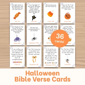 Halloween Bible Verse Cards Christian Scripture Tracts Halloween Handouts for Kids Fall Sunday School Christian Halloween Faith Printable