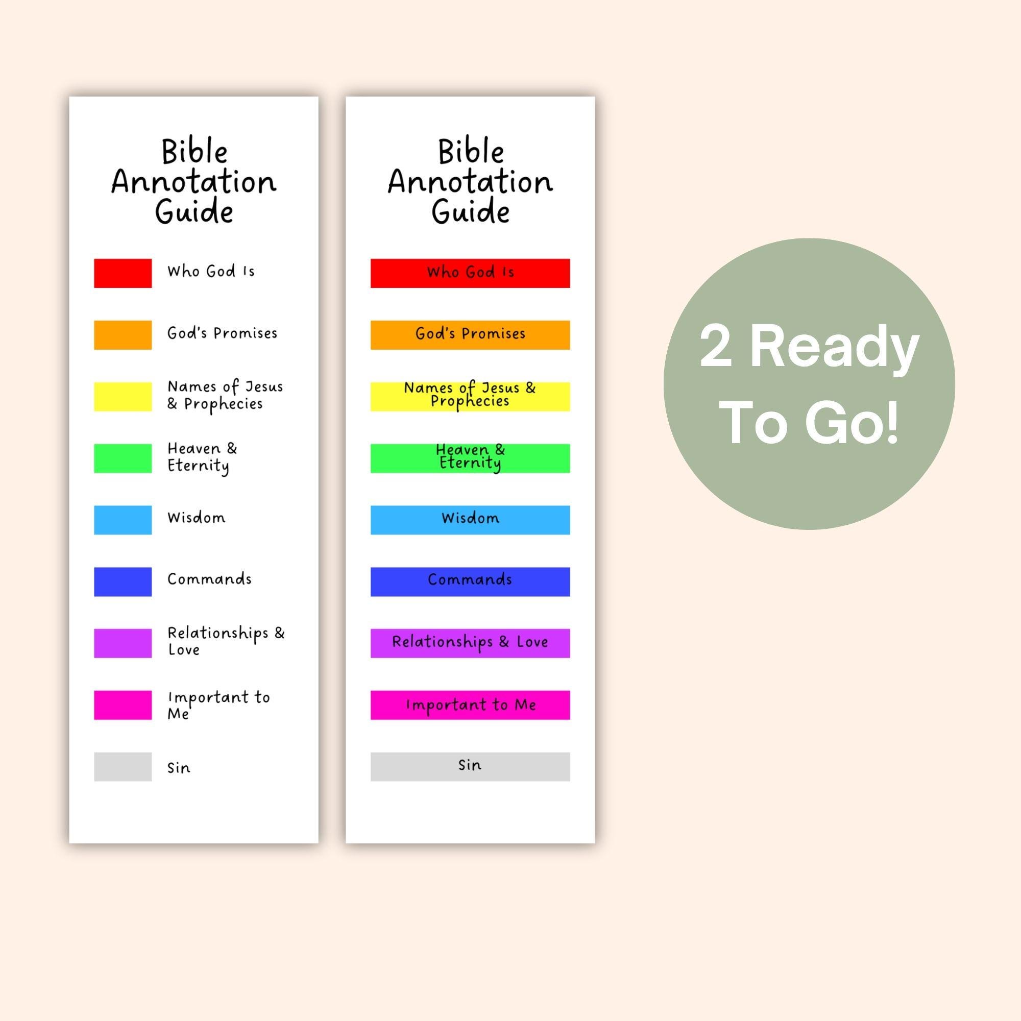 Bible Color Code Guide Bookmarks Digital Download Printable Bible Verse ...