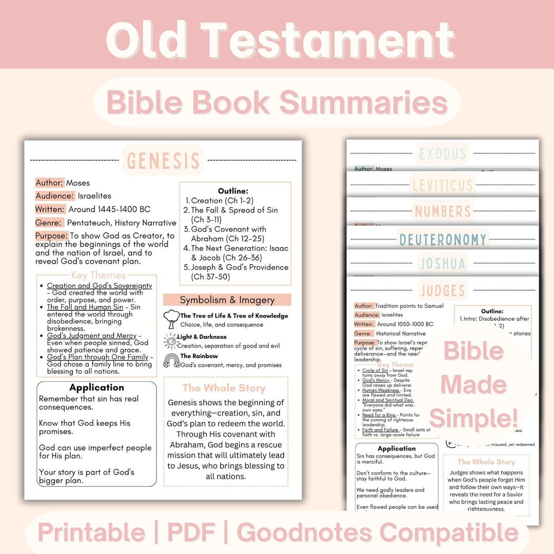 Old Testament Overview Simplified, Bible Book Summaries, Books of the ...
