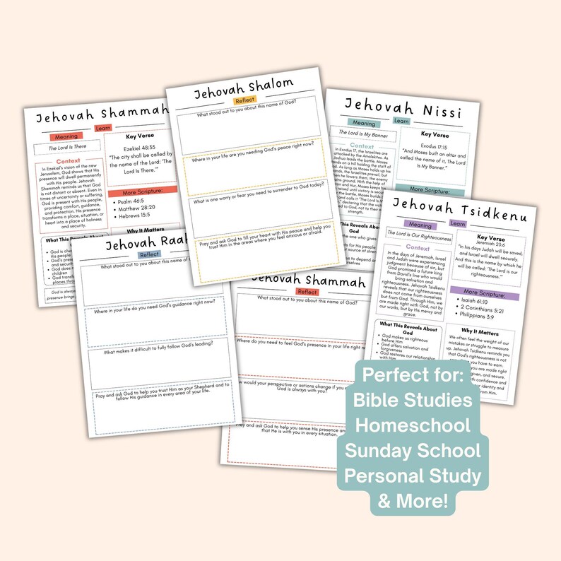 Names of God Christian Homeschool Unit Workbook Study Bible Lesson Printables Busybook Kids Bible Activity Pages Children Read Bible image 4