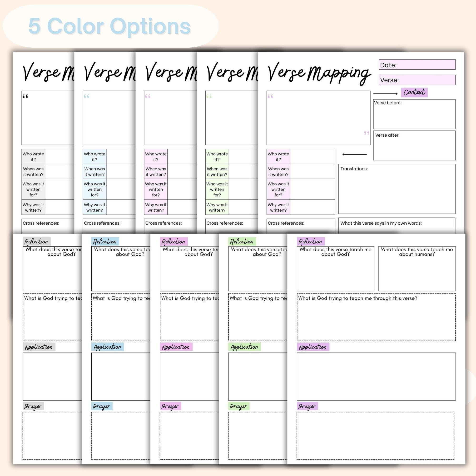 Verse Mapping Printable Template, PDF Bible Study Worksheet, Bible ...