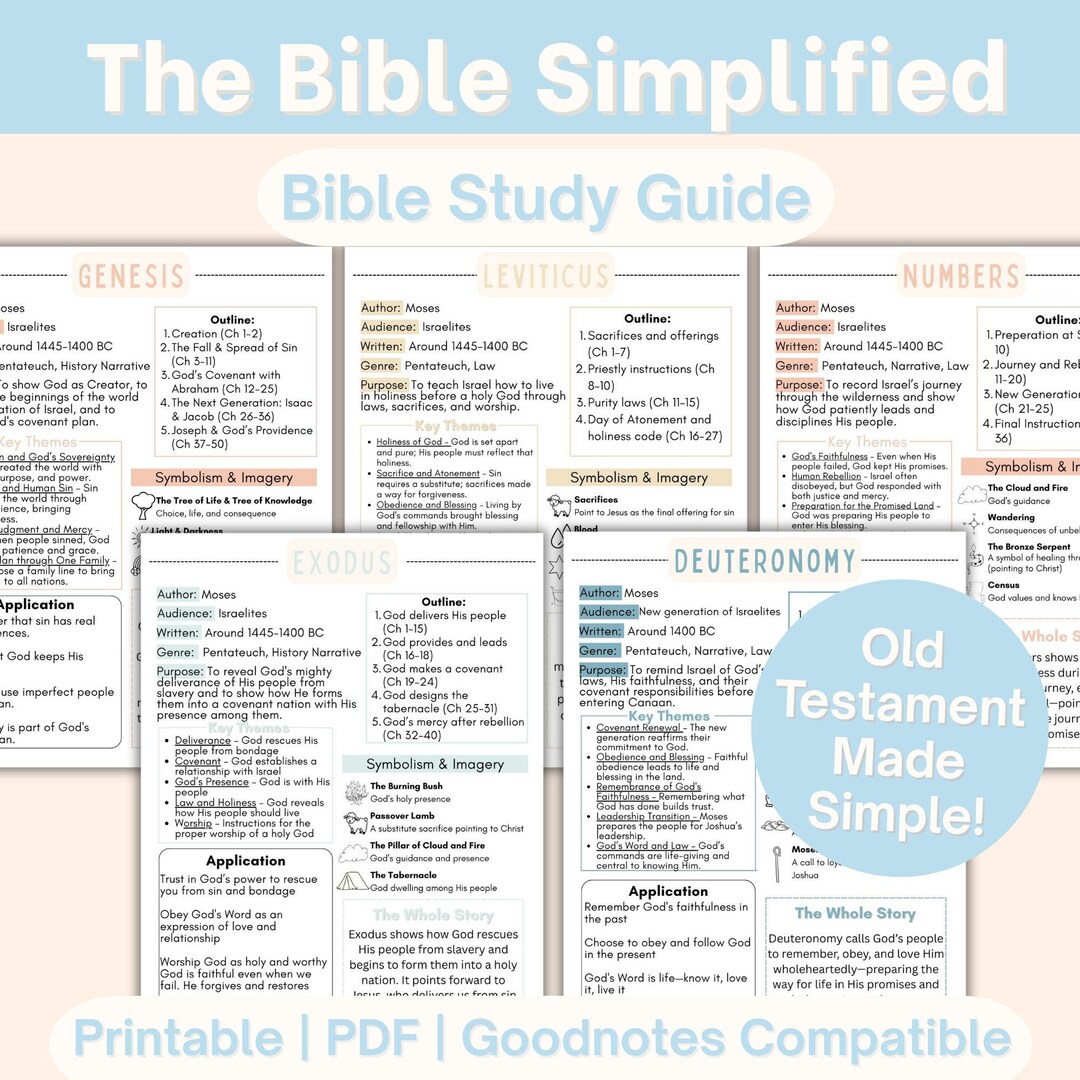 Old Testament Bible Overview, Pentateuch Bible Study, Genesis ...