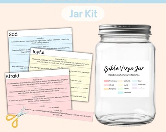 Kit stampabile fai da te per barattolo con versetti biblici, barattolo delle emozioni con versetti biblici, versetti da leggere quando necessario, versetti con codice colore, kit per barattolo con scritture, regalo per la mamma
