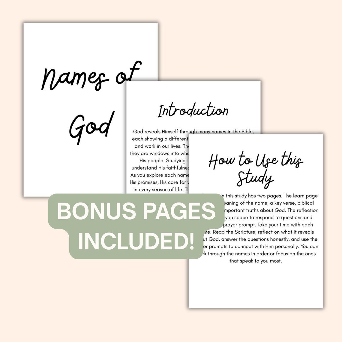 Names of God Bible Study, Women's Bible Journaling Tip Ins Inserts for ...