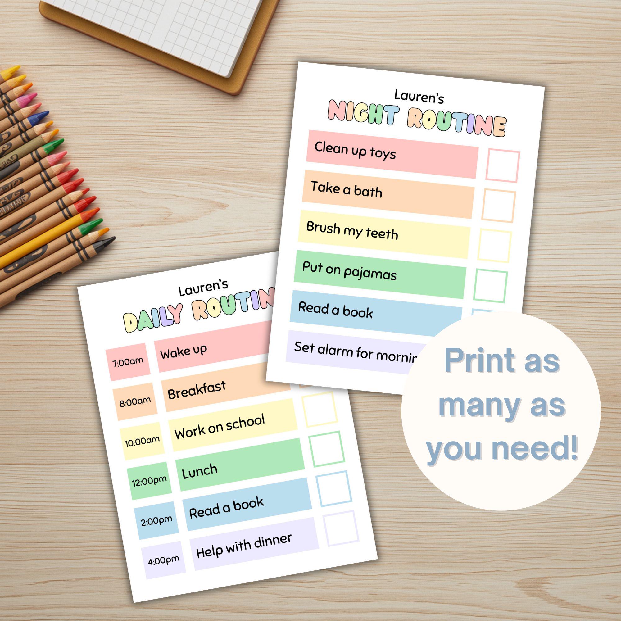 Am Home Routine Chart Editable Kids Visual Routines Daily Charts Bedtime Checklist Morning ...