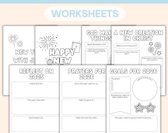 Christian New Years Activity Sunday School Bible Craft for New Years, Classroom New Years Worksheet, Bible Verse Coloring New Years Sheet