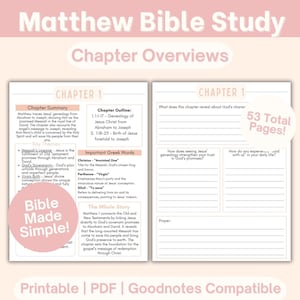 Matthew Bible Study, Matthew Chapter Summaries, Matthew Study Guide, Easy Bible Overview, Bible Breakdown for Beginners, Bible Study Tool