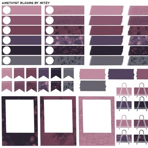 Amethyst Blooms Digital Sticker Kit | 130+ Floral & Nature themed digital stickers | Goodnotes Stickers | Digital Planner Stickers | PNGs