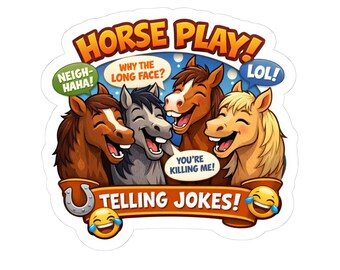 Horses Telling Jokes Sticker | Illustration, Horse Decal
