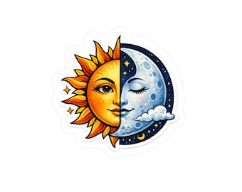 Half Sun Half Moon Sticker | Kiss-Cut Vinyl Decal