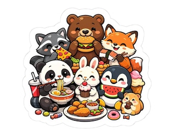 Animal Picnic Sticker | Woodland Friends Sharing Food