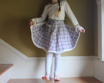 Child Size Vintage lace trimmed Plaid apron