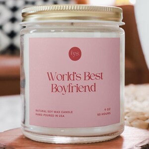 World’s Best Boyfriend Candle, Gift for Boyfriend, Funny Soy Candle for Him, Valentine’s Day Gift, Romantic Candle for Men