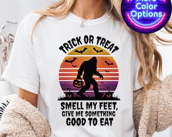 Comfort Colors Trick or Treat Bigfoot T-shirt: vintage Halloween Sasquatch