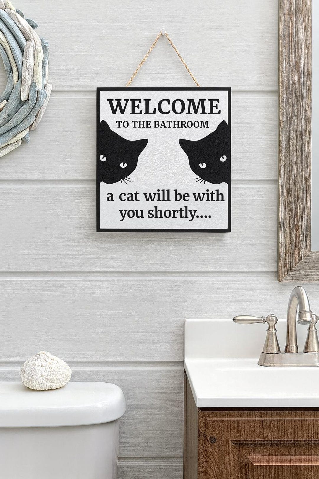 Cat Bathroom Sign: Funny Home Decor, 8x8 Canvas - Etsy