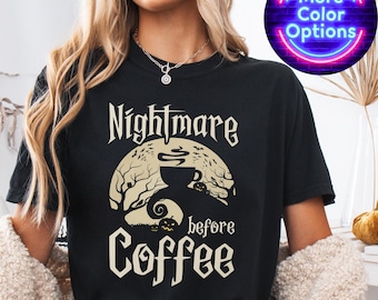 Comfort Colors Nightmare Before Coffee Shirt: Halloween Coffee Lover Gift