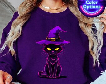 Witchy Black Cat T-Shirt: Spooky Halloween Cat Lover Gift